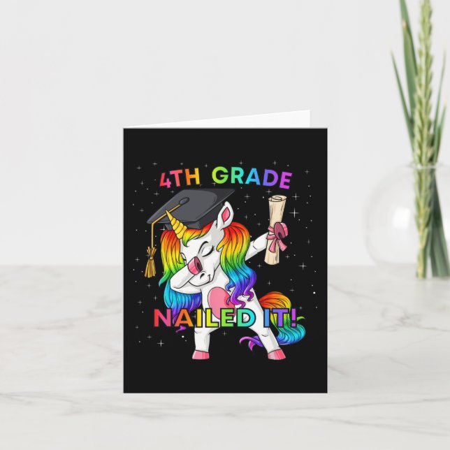 Carte Dabbing Unicorn 4e grade Nail It Graduation Gir (Devant)