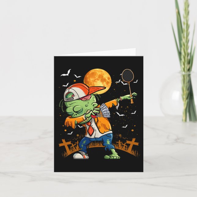 Carte Dabbing Zombie Jouer Badminton Halloween Badmint (Devant)