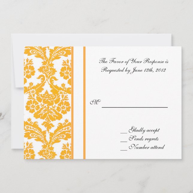 carte d'acceptation de mariage, damas jaune (Devant)