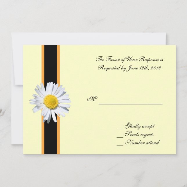 carte d'acceptation de mariage, fleur de marguerit (Devant)