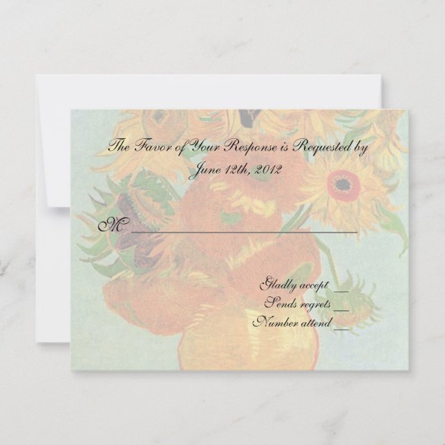 carte d'acceptation de mariage, tournesols de van  (Devant)