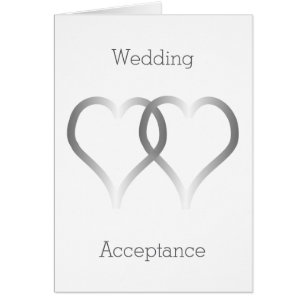 Carte d'acceptation mariage Coeurs d'argent