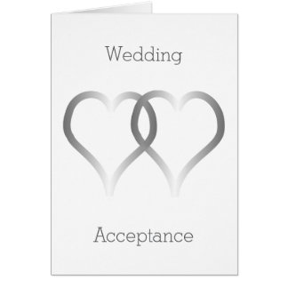 Carte d'acceptation mariage Coeurs d'argent
