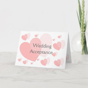 Carte d'acceptation Mariage Coeurs roses