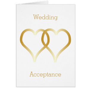 Carte d'acceptation mariage Gold Hearts