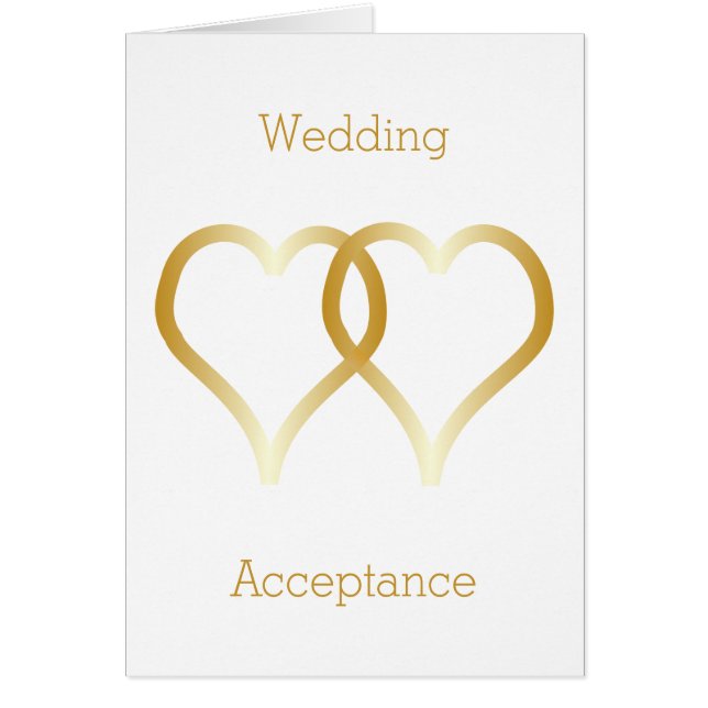 Carte d'acceptation mariage Gold Hearts (Devant)