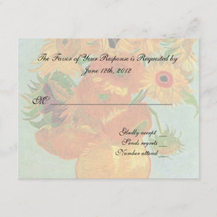 Carte d'acceptation mariage, van gogh tournesols