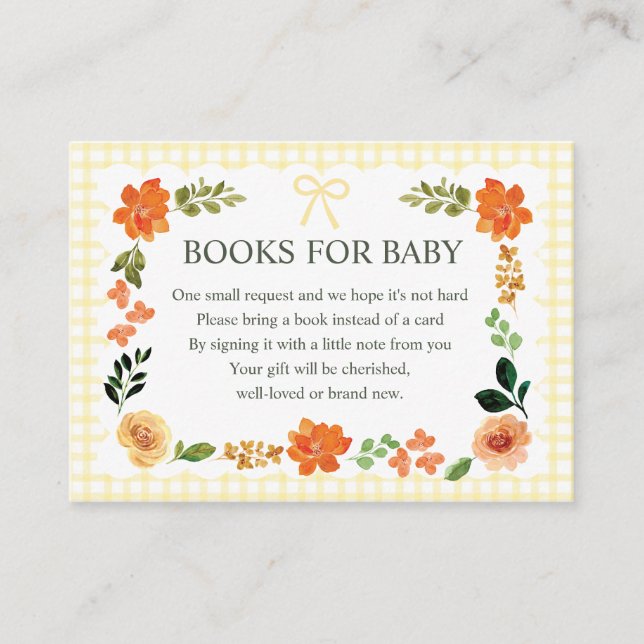 Carte D'accompagnement 015 Lemon Gingham Baby Shower Enclosure Card (Devant)