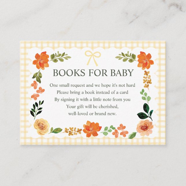 Carte D'accompagnement 016 Marigold Gingham Baby Shower Enclosure Card (Devant)