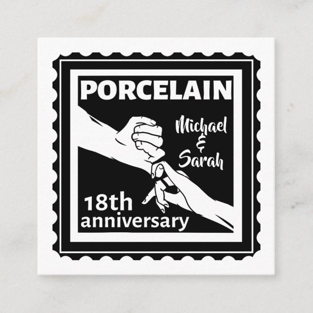 Carte D'accompagnement 18e anniversaire mariage porcelaine traditionnelle (Devant)
