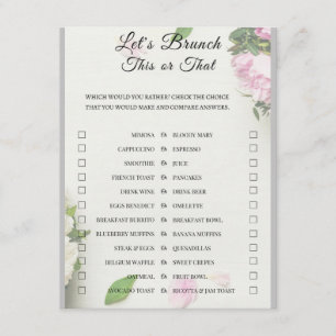 Carte D'accompagnement 2 en 1 Jeu de douche à brunch nuptial