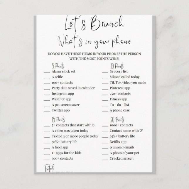 Carte D'accompagnement 2 en 1 Jeu de douche à brunch nuptial (Devant)