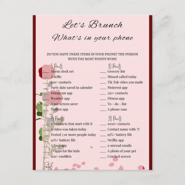 Carte D'accompagnement 2 en 1 Jeu de douche à brunch nuptial (Devant)