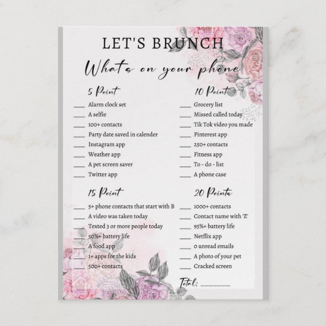 Carte D'accompagnement 2 en 1 Jeu de douche à brunch nuptial (Devant)