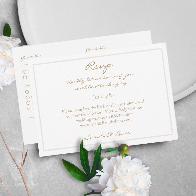 Carte D'accompagnement 2 Invité Chaud Mariage doré RSVP (Créateur téléchargé)