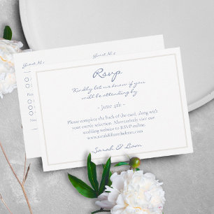 Carte D'accompagnement 2 Invité Floral Dusty Blue Wedding RSVP