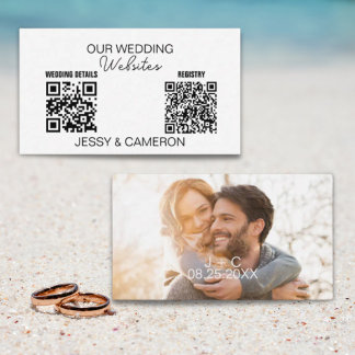 Carte D'accompagnement 2 QR Codes Mariage Site Web Mariage Registre Photo
