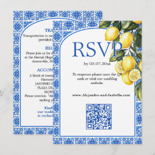 Carte D'accompagnement 🌈 2en1 RSVP+Détails Azul & Limone Romance