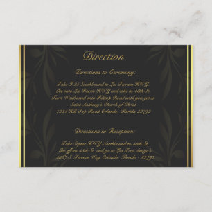 Carte D'accompagnement 3,5 x 5 Direction Card Gold et Black Damask