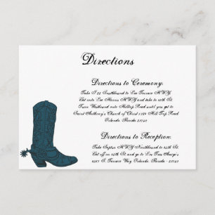 Carte D'accompagnement 3,5 x 5 Direction Card Western Blue Cowboy Boots s
