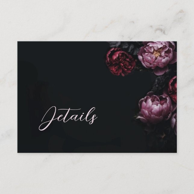 Carte D'accompagnement 3D Peony Flowers Dark Moody (Devant)