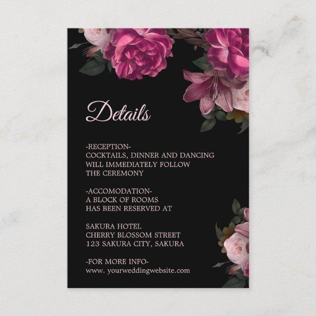 Carte D'accompagnement 3D Roses Wildflowers Apricot Black (Devant)