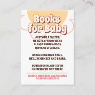 Carte D'accompagnement 60s Hippie Party Baby shower - Livres pour bébé