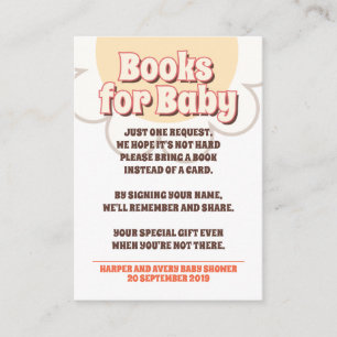 Carte D'accompagnement 60s Hippie Party Baby shower - Livres pour bébé