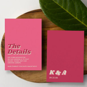 Carte D'accompagnement 70's Retro Super Viva Magenta Mariage Détail