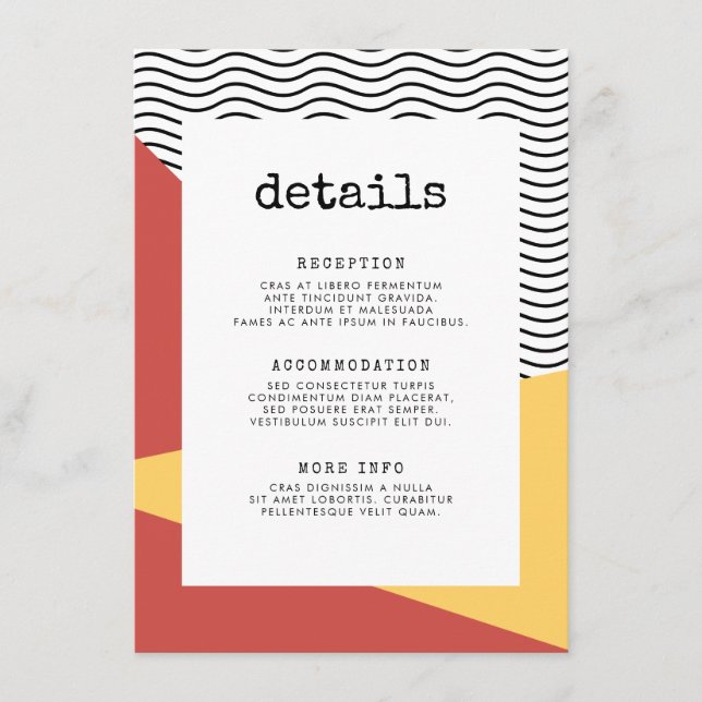 Carte D'accompagnement 80s Pop art Memphis style informations clients (Devant)