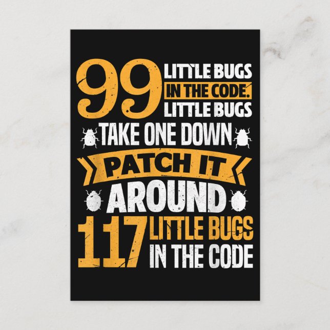 Carte D'accompagnement 99 Petits Bugs Dans Code Path It 117 Bugs Programe (Devant)