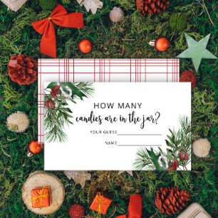 Carte D'accompagnement À feuillage persistant deviner combien de bonbons