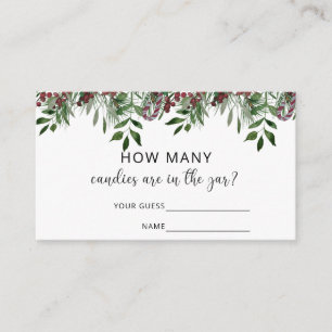 Carte D'accompagnement À feuillage persistant deviner combien de bonbons