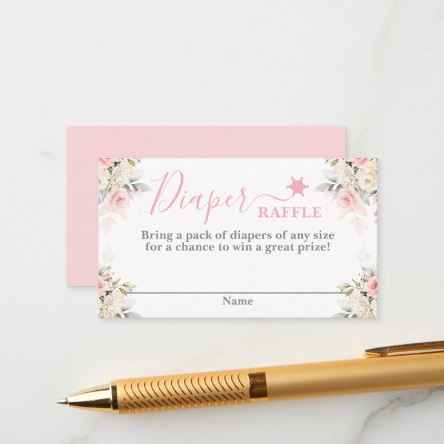 Carte D'accompagnement A little Cowgirl Baby shower Diaper Raffle Card (Devant/Arrière en situation)