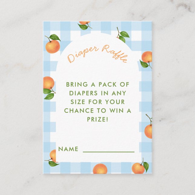 Carte D'accompagnement A Little Cutie Citrus Blue Diaper Raffle Card (Devant)