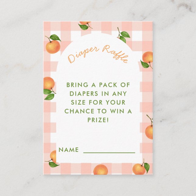 Carte D'accompagnement A Little Cutie Citrus Pink Diaper Raffle Card (Devant)