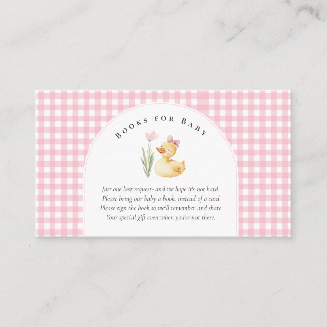 Carte D'accompagnement A Little Duckling is on the Way Bow Baby Shower  (Devant)