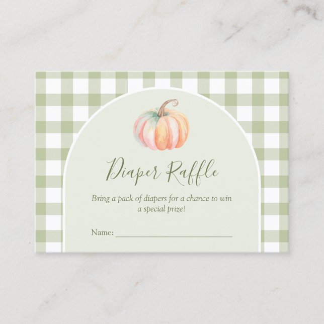 Carte D'accompagnement A Little Pumpkin Fall Baby Shower Diaper Raffle (Devant)
