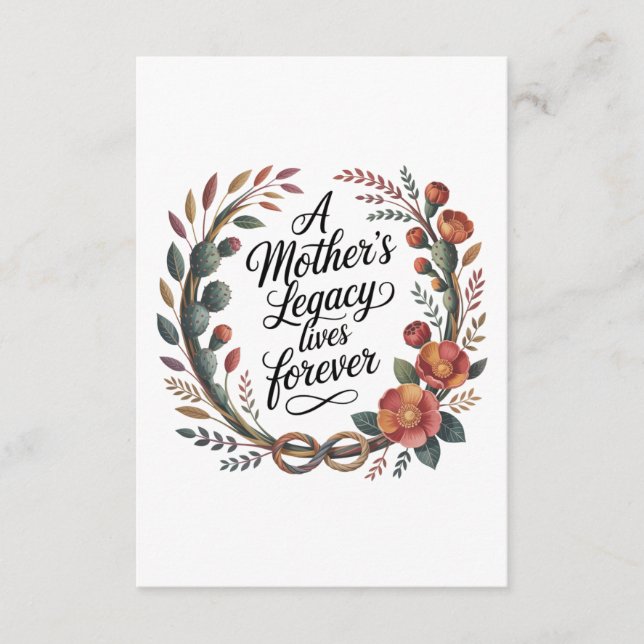 Carte D'accompagnement A Mother's Legacy Lives Forever (Devant)