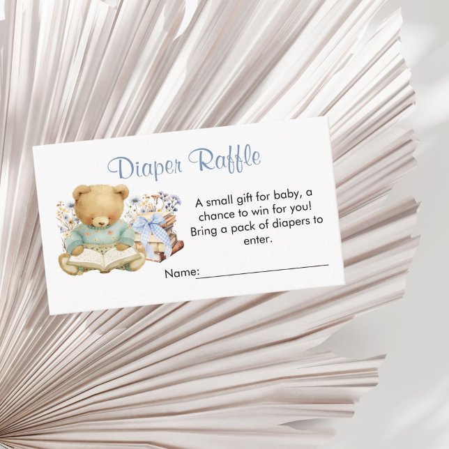 Carte D'accompagnement A New Chapter will soon Begin Diaper Raffle (A New chapter will soon Begin Bear Books Diaper Raffle Baby shower Boy )