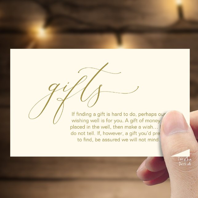 Carte D'accompagnement A Note On Gifts, Honeymoon Wish Wishing Well, Fund (Honeymoon Fund Wishing Well, Wish, A Note On Gifts Enclosure Card in Yellow Gold)