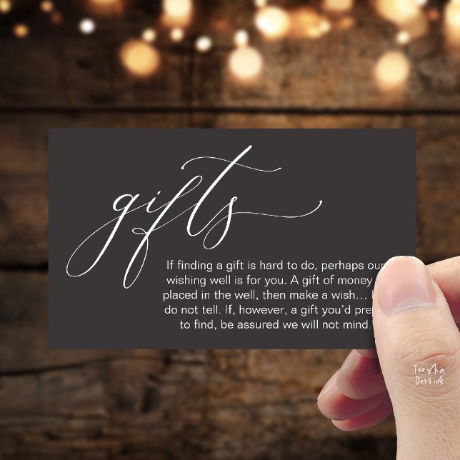 Carte D'accompagnement A Note On Gifts, Honeymoon Wish Wishing Well, Fund (Honeymoon Fund Wishing Well, Wish, A Note On Gifts Enclosure Card in Charcoal Grey)