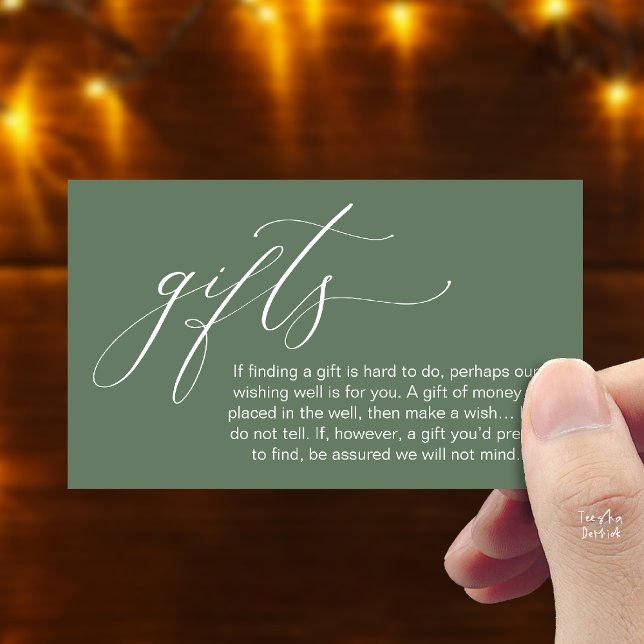 Carte D'accompagnement A Note On Gifts, Honeymoon Wish Wishing Well, Fund (Honeymoon Fund Wishing Well, Wish, A Note On Gifts Enclosure Card in Sage Green)