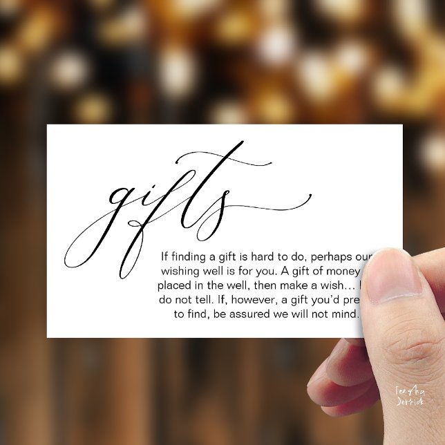 Carte D'accompagnement A Note On Gifts, Honeymoon Wish Wishing Well, Fund (Honeymoon Fund Wishing Well, Wish, A Note On Gifts Enclosure Card in Black White)