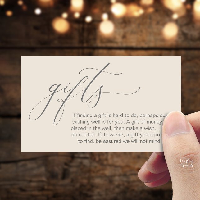 Carte D'accompagnement A Note On Gifts, Honeymoon Wish Wishing Well, Fund (Honeymoon Fund Wishing Well, Wish, A Note On Gifts Enclosure Card in Cream Grey)