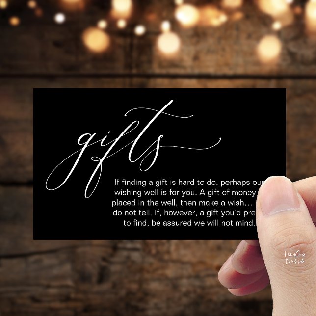 Carte D'accompagnement A Note On Gifts, Honeymoon Wish Wishing Well, Fund (Honeymoon Fund Wishing Well, Wish, A Note On Gifts Enclosure Card in White Black)