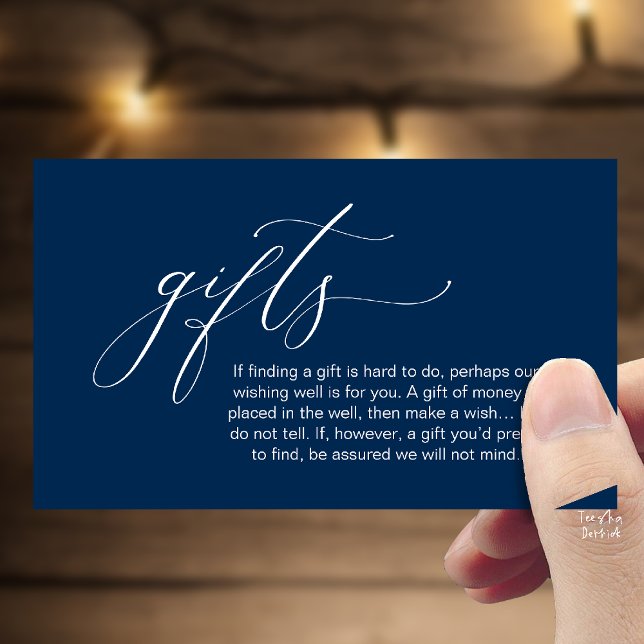 Carte D'accompagnement A Note On Gifts, Honeymoon Wish Wishing Well, Fund (Honeymoon Fund Wishing Well, Wish, A Note On Gifts Enclosure Card in Navy Blue)
