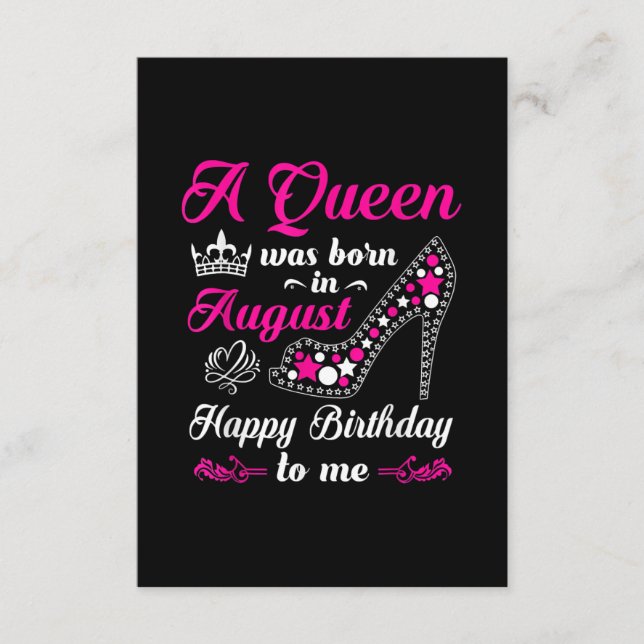 Carte D'accompagnement A Queen Was Born In August Birthday Women (Devant)