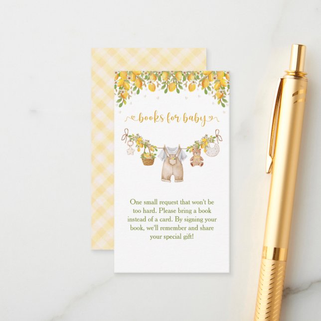 Carte D'accompagnement A Sweet Little One Lemon Citrus Baby Shower (Devant/Arrière en situation)