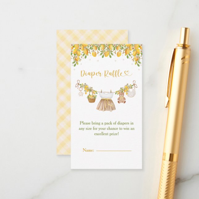 Carte D'accompagnement A Sweet Little One Lemon Citrus Baby Shower (Devant/Arrière en situation)